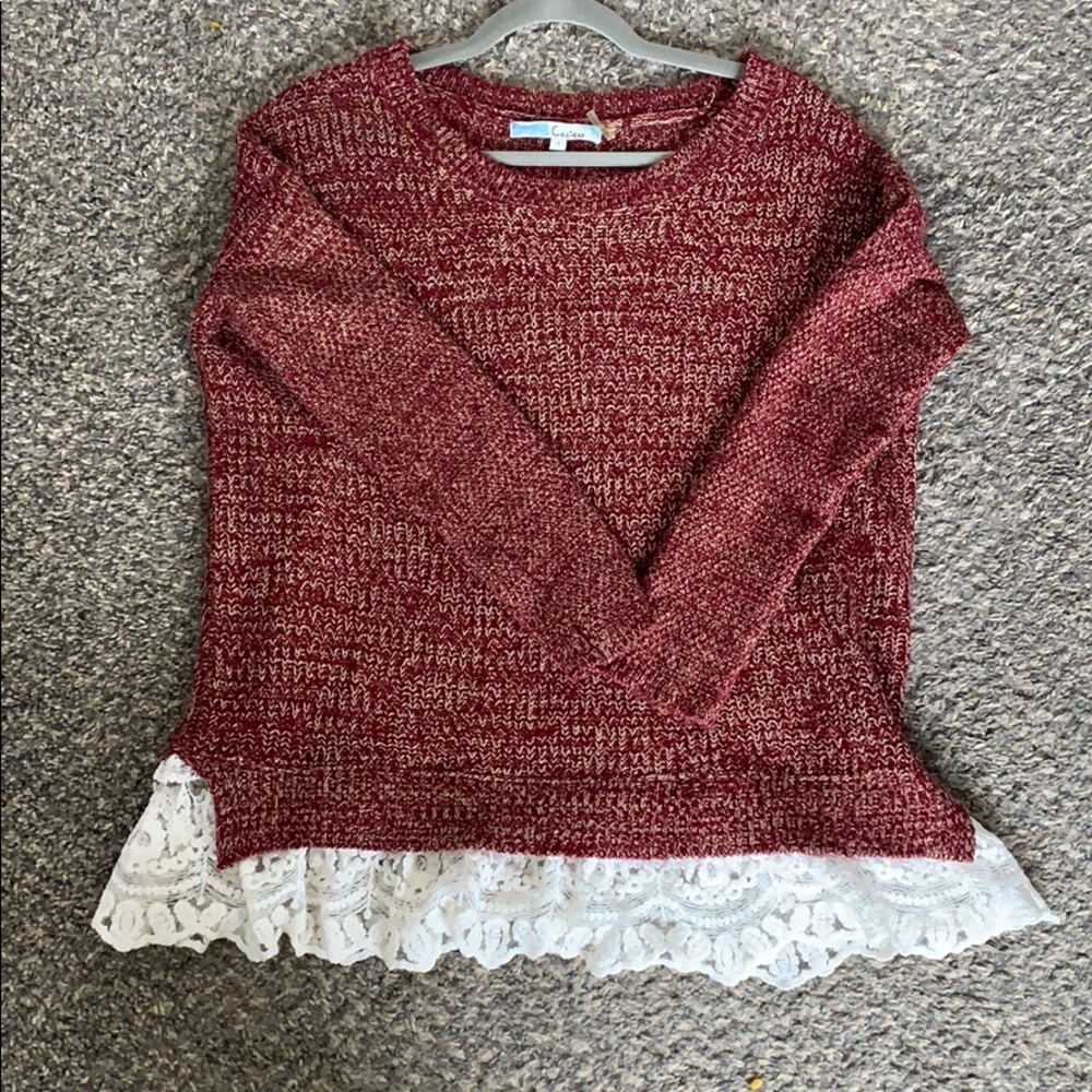 Altar’d State Sweater with lace detailing